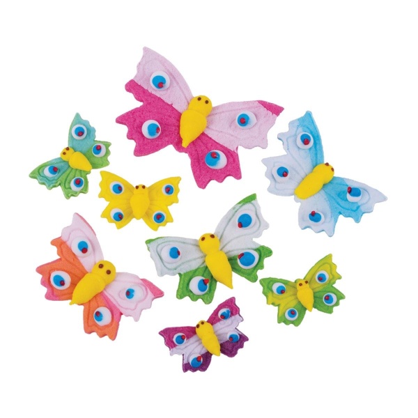 Decoratiuni comestibile din zahar - set 8 buc. - Fluturi