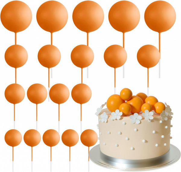 Set 19 sfere plastic pentru ornat torturi - Portocaliu