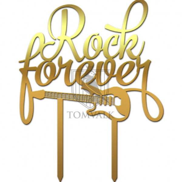 Topper tort „Rock Forever” – decor tematic pentru aniversare sau eveniment rock