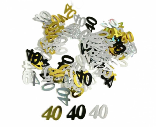 Confetti numar 40 - mix (auriu, argintiu, negru) - 18 g