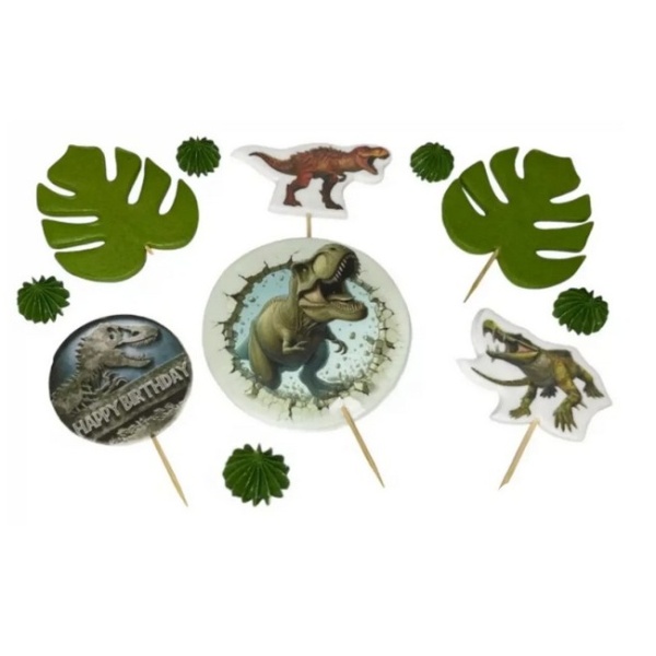 Decoratiuni comestibile din zahar - set &quot;KIngdom of dinosaurus&quot;