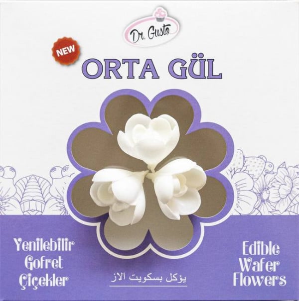 Pachet 50 buc. - Flori Decorative din Vafa Pentru Tort - Trandafiri albi