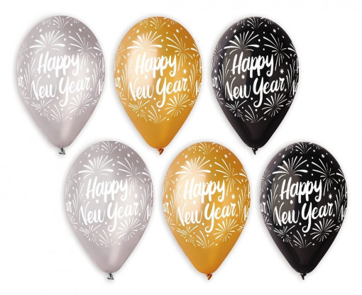 Set 25 baloane latex 30 cm - "Happy new year"