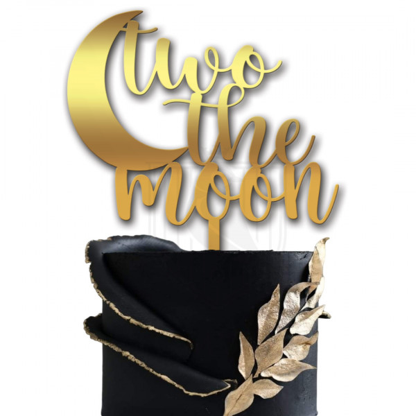 Topper tort "Two the moon" II - Decor tematic pentru ziua de naștere 2 ani