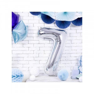 Balon folie 86 cm - Cifra "7", argintiu - Img 2