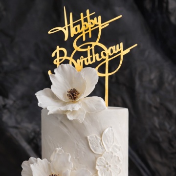 Cake Topper „Happy Birthday” – Auriu – 15 x 17 cm – Dharst