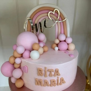 Cake Topper „One” cu inimioară – Auriu/Argintiu – 13 x 6 cm – Dharst