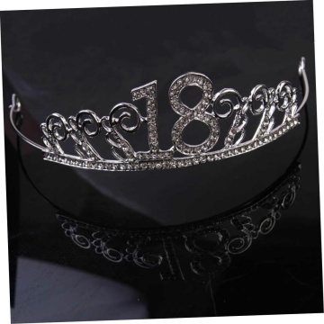 Coronita argintie din metal "18" - 14 x 4 cm - T090268
