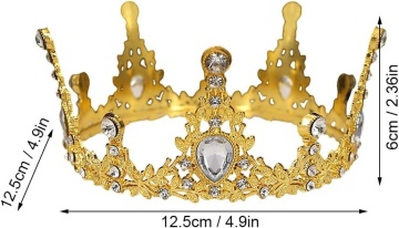 Coronita aurie din metal cu perle - 12,5 x 6 cm