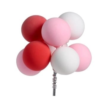 Decor Tort Buchet de Baloane – Alb/Roz/Roșu - T090505