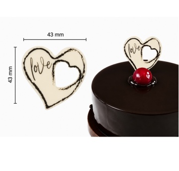 Decoratiuni din ciocolata - Inima love alb/negru - cutie 240 buc