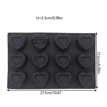 Forma de silicon cu 12 cavitati - Inimi - T14107