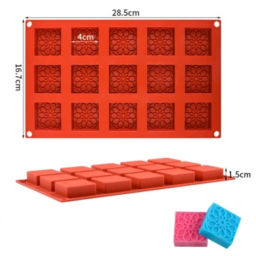 Forma de silicon model patrat floral cu 15 cavitati