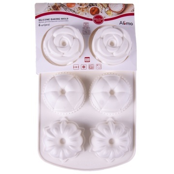 Forma Silicon pentru briose - Flori - 6 alveole, 3 modele - T14164
