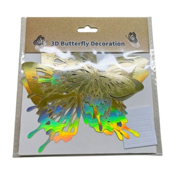Set 12 decoratiuni fluturi cu efect 3d - 3 dimensiuni - Auriu S - Img 2