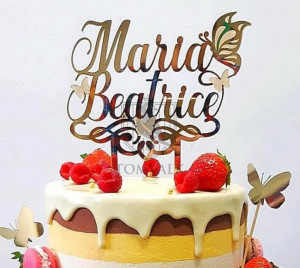 Topper pentru Tort Personalizat cu Nume Fluture II