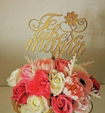 Topper pentru tort  "Te iubesc mama"