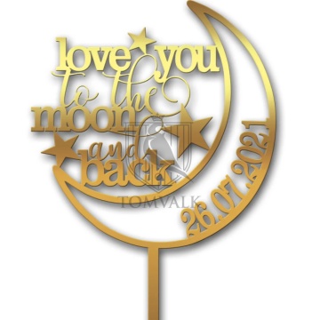 Topper tort nunta "Love you to the moon and back" dt