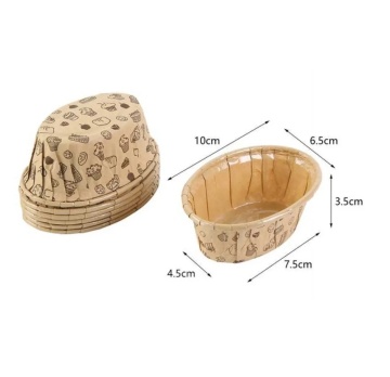 Chese Ovale din Hârtie Kraft pentru Deserturi Individuale – Model T200102, Set 6 buc