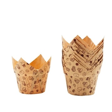 Chese Tulip din Hârtie Kraft pentru Cupcakes – Model T200105, Set 12 buc