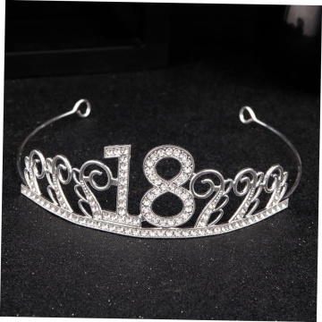 Coronita argintie din metal "18" - 14 x 4 cm - T090268