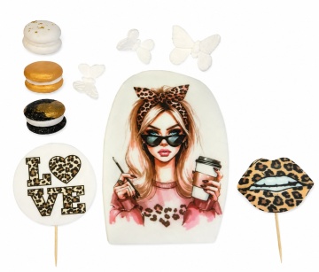 Decoratiuni comestibile din zahar - Set „LeoLady” – 8 piese