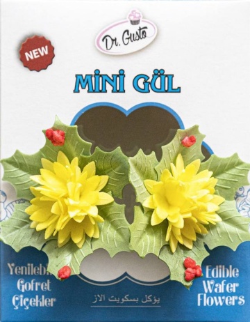 Pachet 10 buc. - Flori Decorative din Vafa Pentru Tort - Flori galbene