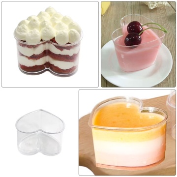 Set 10 Cupe Desert în Formă de Inimă - 70 ml - 5.5 cm x 4.2 cm