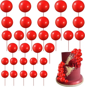 Set 19 sfere plastic pentru ornat torturi - Rosu