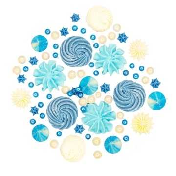 Set Decoratiuni Mini Bezele cu Perle Albastru-Alb