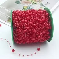 Șirag decorativ cu perle roșii – 60 m