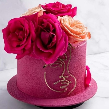 Topper lateral tort - Woman face silhouette II - ogl;inda acrilica aurie, pentru torturi elegante