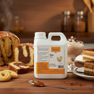 Aroma gel termostabila Dharst cu gust de Rom 1 l, flacon 100 ml – aroma profesionala pentru creme, aluaturi si deserturi.