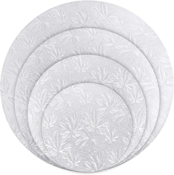 Cake drum rotund Argintiu- 25 cm - pachet 5 buc.
