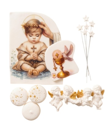 Decoratiuni comestibile din zahar - Set „Botez”