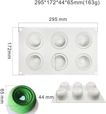 Formă silicon cu 6 alveole – Vortex Hearts – 29,5 × 17,2 cm
