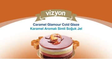 Glazură la rece Glamour cu aromă de caramel – Vizyon 1 kg | Finisaj lucios și gust intens pentru deserturi rafinate