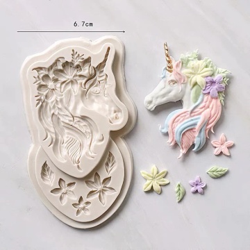 Mulaj din silicon - Cap Unicorn model floral