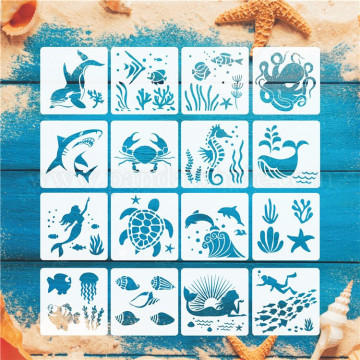 Pachet 16 Sabloane decorative tort, Ocean