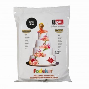 Pasta de zahar pentru acoperire, decor si flori - NEGRU- 1KG - FoDekor