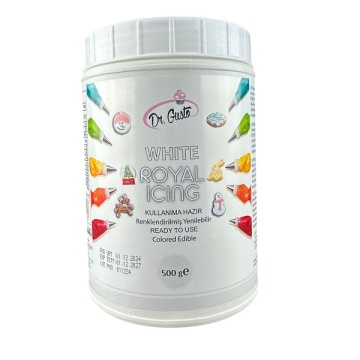 Royal Icing alb – Gata de utilizat – 500 g – Dr. Gusto | Glazură premium pentru decor torturi și prăjituri