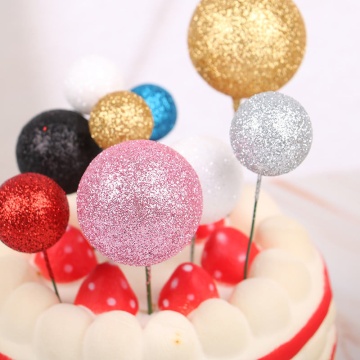 Set 19 sfere plastic pentru ornat torturi - Roz gliterat