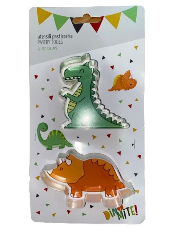 Set 2 decupatoare din plastic - Dinozauri (T-Rex si Triceratops)