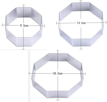 Set 3 forme hexagonale tort etajat - 9,5 / 13,5 / 18,5 cm. H 4.5 cm