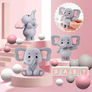 Set pentru ornat torturi - Baby elefant - Roz, 28 piese - T090590