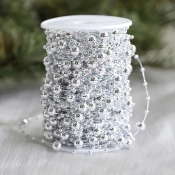 Șirag decorativ cu perle argintii – 60 m