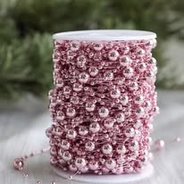 Șirag decorativ cu perle roz inchis - 60 m