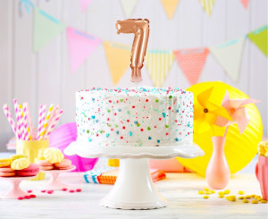 Topper tort balon cifra 7 Rosegold - Img 2