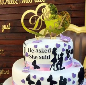 Topper tort nunta personalizat - Inimi si initiale