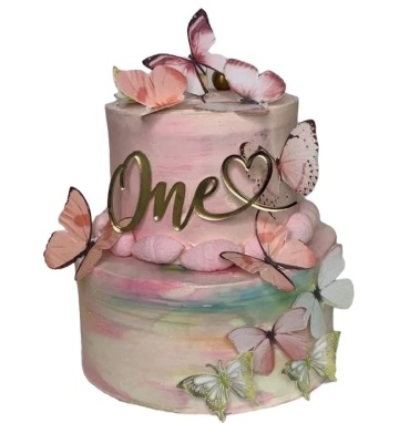 Cake Topper „One” cu inimioară – Auriu/Argintiu – 13 x 6 cm – Dharst